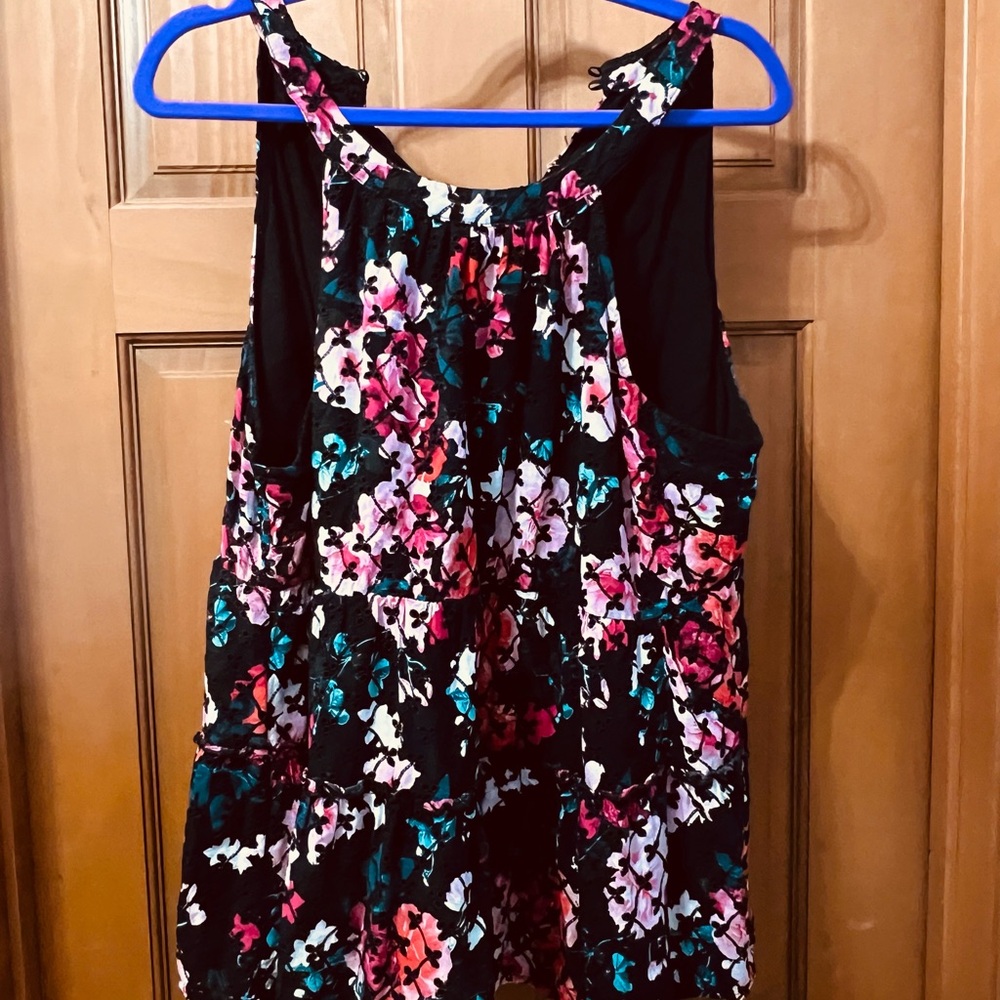 Torrid Black Floral Tank Top